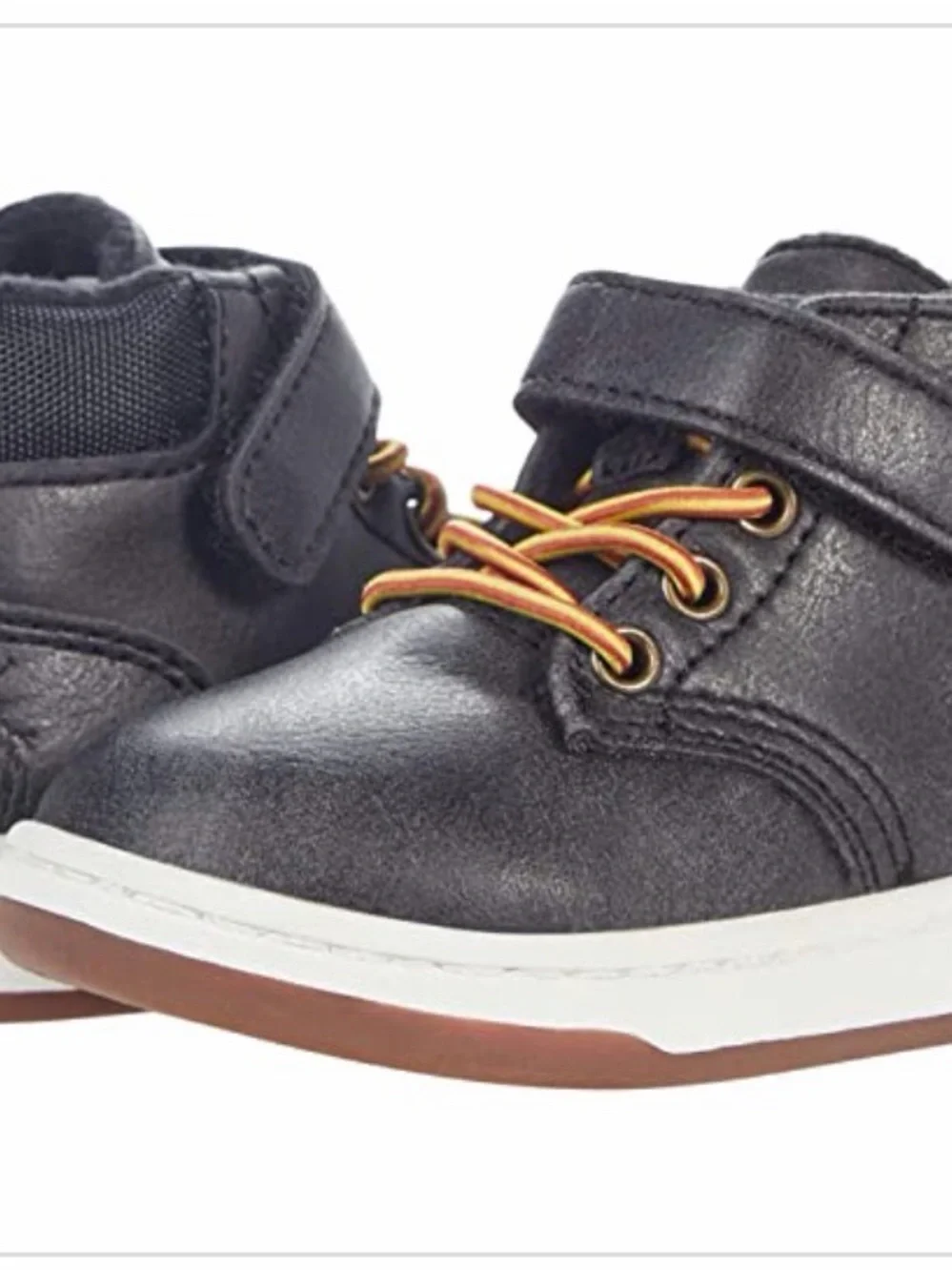 Ralph Lauren Black Kids High-Top Sneakers with Brown Accents